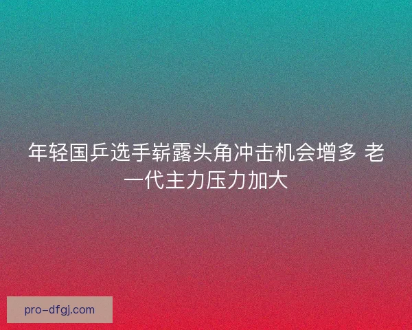 年轻国乒选手崭露头角冲击机会增多 老一代主力压力加大